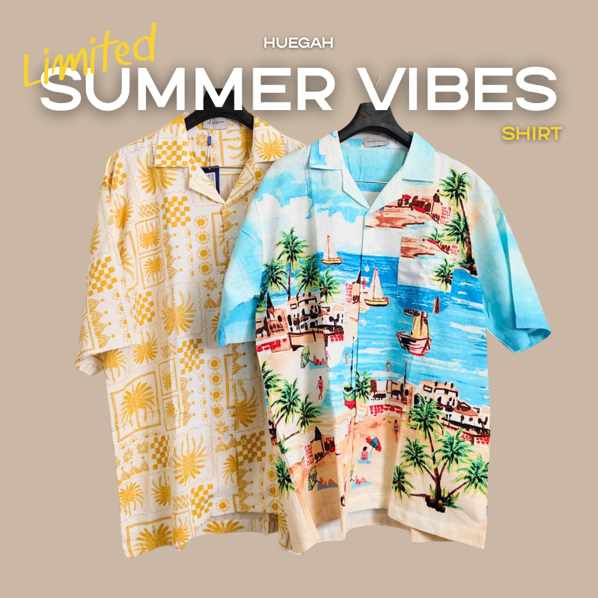 HUEGAH Limited Summer Vibes Shirt เสื้อเชิ้ตผ้าลินินพรีเมี่ยม ไซซ์ใหญ่