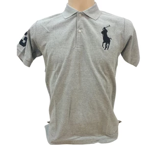 เสื้อคอปกโปโลสีพื้น ม้าใหญ่ ปักแขนเลข 3 งานพรีเมี่ยม ผ้าไม่ร้อน ผ้าไม่เละไม่ย้วย