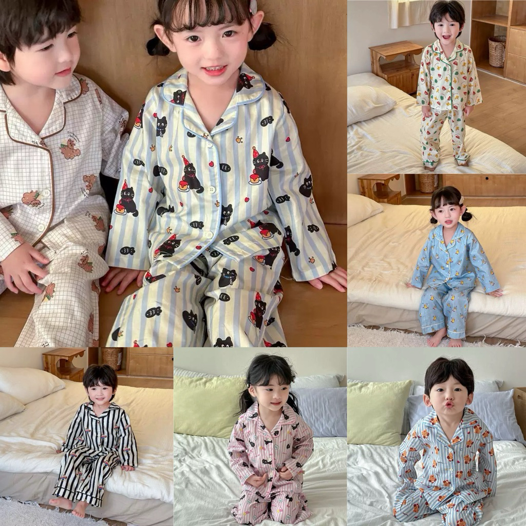 ชุดนอนเด็ก set 2 ชิ้น(เสื้อแขนยาว+กางเกงขายาว)100-140cm