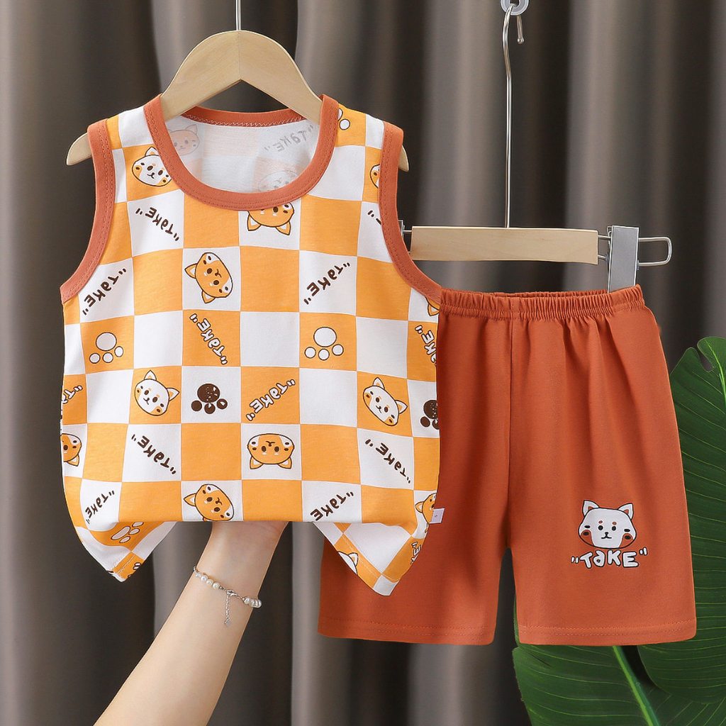 ชุดเสื้อกล้ามเด็กหน้าร้อน ชุดเสื้อกล้ามเด็กแฟชั่น เนื้อผ้าดี ผ้าระบายอากาศ ​แห้งเร็ว ผ้าบางเบา พร้อมส่งจากไทย รูปที่ 5
