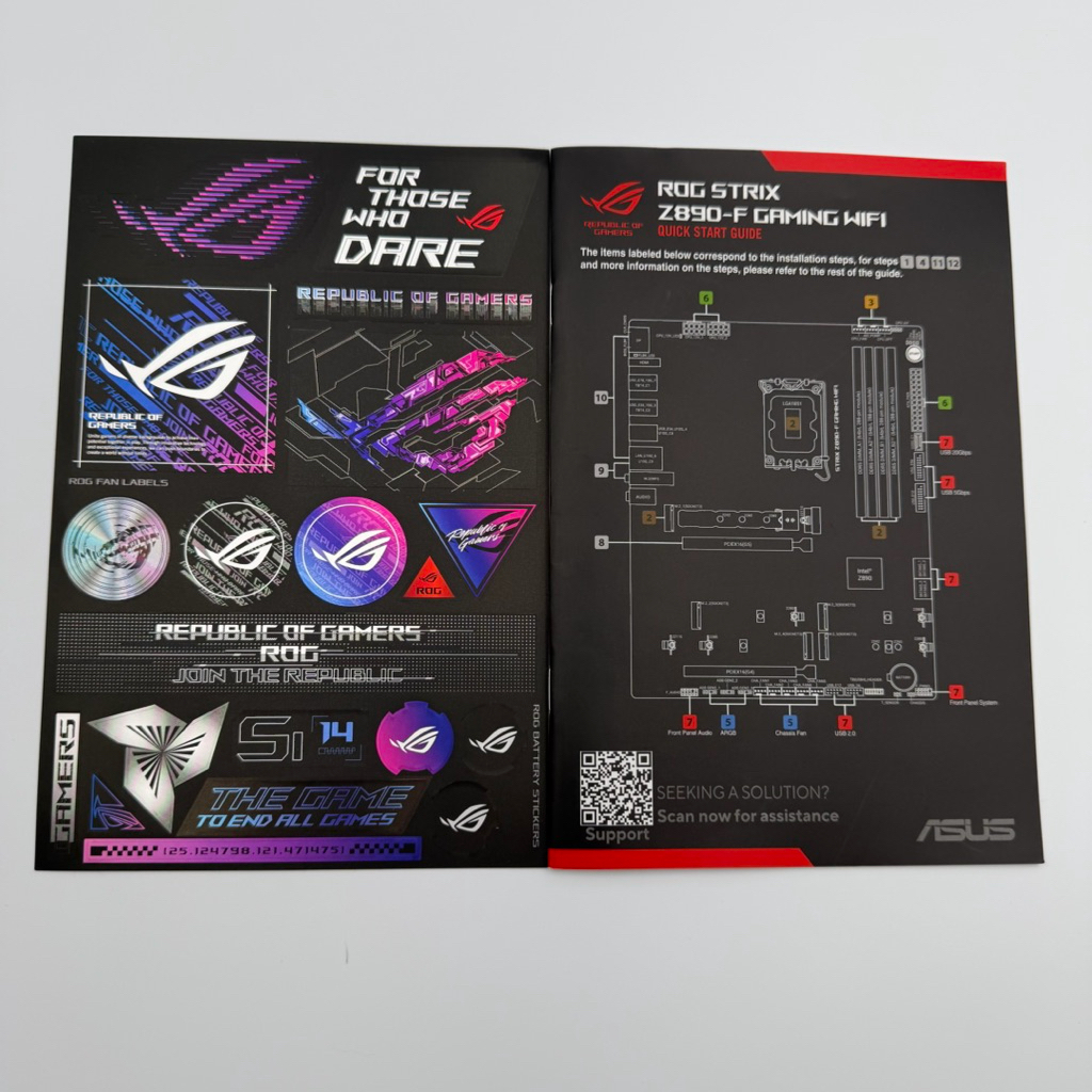 คู่มือ และสติกเกอร์  Rog Strix Z890-F gaming wifi