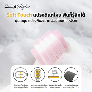 [3แถม1]CoolAstyler แปรงสีฟัน ขนนุ่ม2ชั้นซอกลึก ขนแปรงนุ่มPedexหัวกว้าง16MMถนอมเหงือก วัสดุผ่านSGS