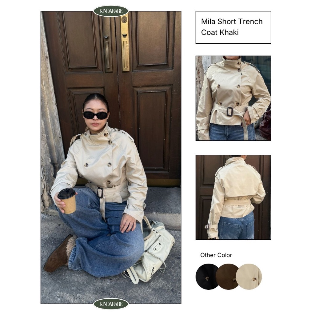 KINDARARE - Mila Short Trnch Coat (พร้อมส่ง 3 สี) เสื้อโค้ทสั้น