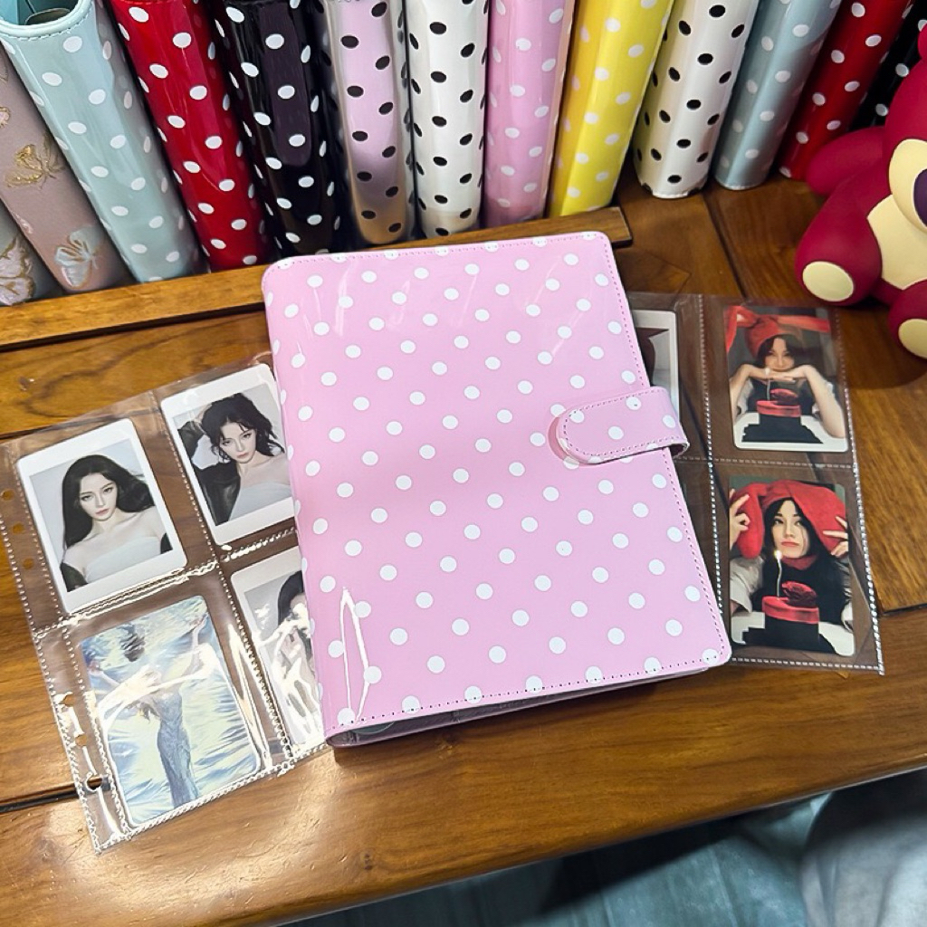 พร้อมส่ง🇹🇭แฟ้มหนังPUพาสเทล,Polka dotลายจุด (เฉพาะแฟ้ม) ขนาดA5 A6 แฟ้มเก็บการ์ด สมุดออมเงิน (AE) #B1 #B2 #I4 รูปที่ 6