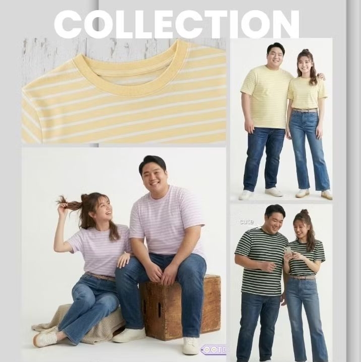 HELLOGUYS Mini Curve Stripe เสื้อยืดโอเวอร์ไซส์เนื้อผ้านุ่มสวมใส่สบาย