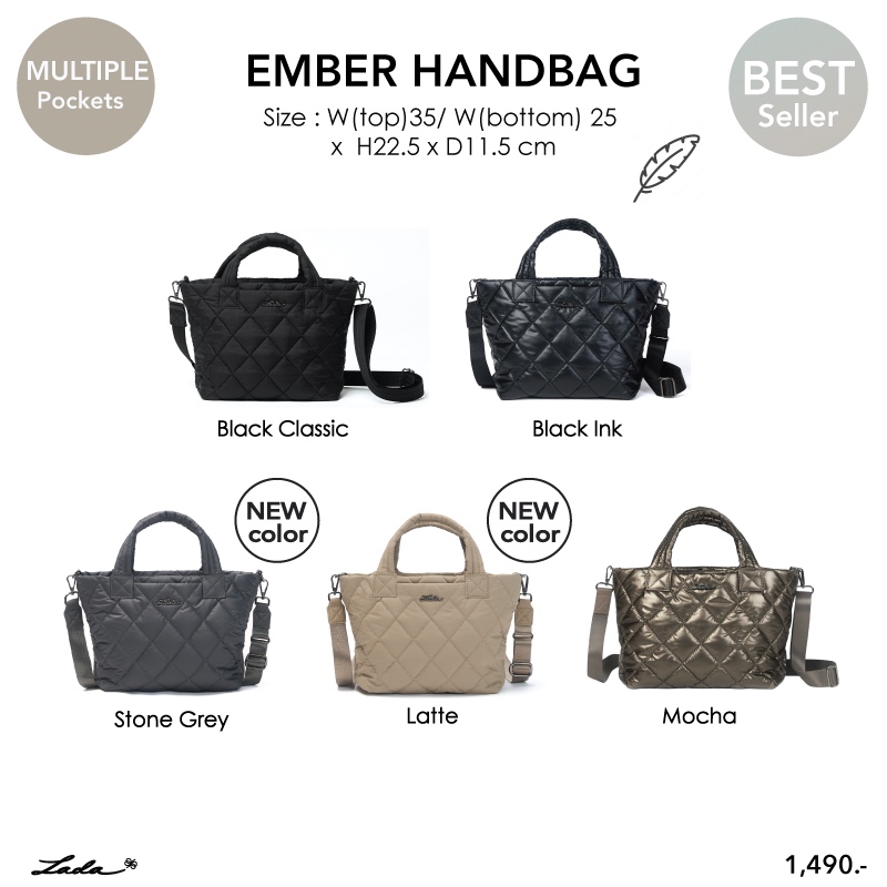 Lada NEW COLORS  กระเป๋าสะพายข้าง รุ่น Ember ขายดี นุ่มอยู่ทรง น้ำหนักเบา ช่องเยอะ ผ้าสะท้อนน้ำ กระเป๋าถือ