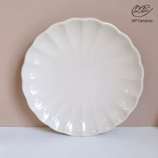 [ลดสูงสุด 80%] NP Ceramic จานเซรามิค จานเปลือกหอยสีครีม สวยหรูดูแพง