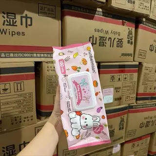 (1-3 ห่อ) ทิชชู่เปียก ลายโบว์กระต่าย ห่อจัมโบ้ Baby Wipes 100 แผ่น tissue14 ทิชชู่อเนกประสงค์ ใช้งานสะดวก มีฝาปิด