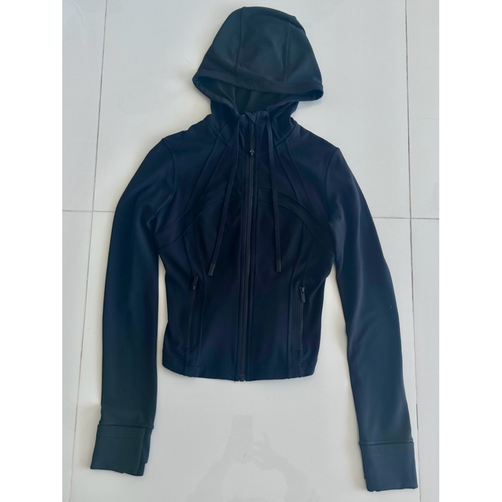 Lululemon Define Cropped Hooded Jacket Nulu สี Black ไซส์ 4   มือสอง ของแท้