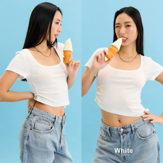(5สี S-2XL) Muse top - เสื้อยืดย่นข้าง รุ่น T117 - Mesave