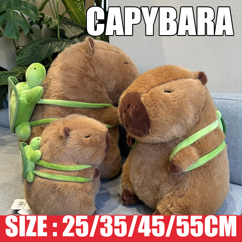 ตุ๊กตาคาปิบาร่า สะพายกระเป๋าเต่าเขียว ตุ๊กตาคาพีบาร่า ตุ๊กตาคาพิบาร่า Capybara คาพีบาร่า กะปิปลาร้า