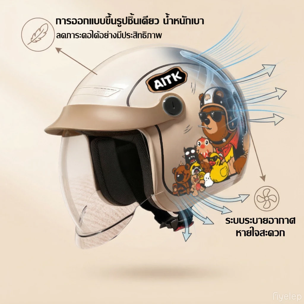 หมวกกันน็อกมอเตอร์ไซค์ เลนส์ในตัว วัสดุ ABS thumbnail 6