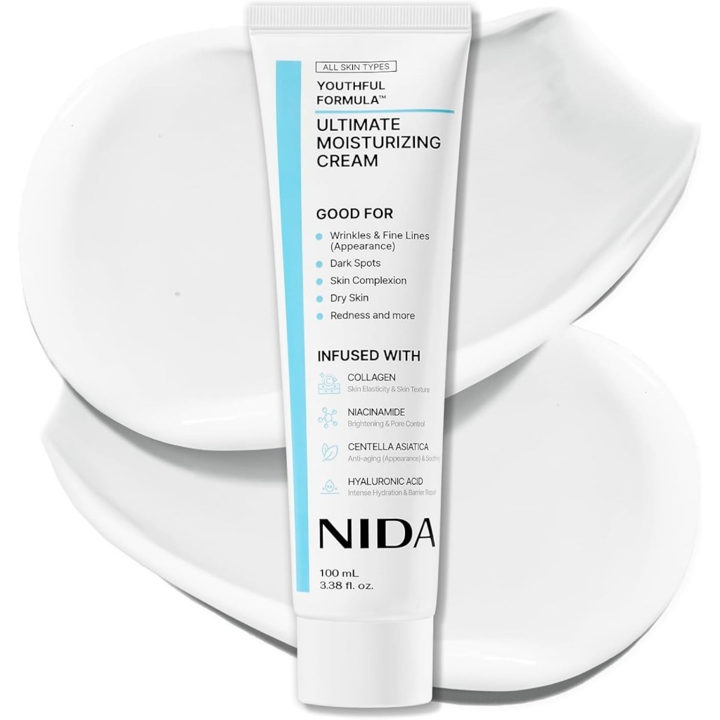 NIDA Youthful Formula ครีมบำรุงผิวหน้า ลดริ้วรอย รอยดำ ผิวแห้ง แดง มีเซนเทลลา ไนอาซินาไมด์ คอลลาเจน 