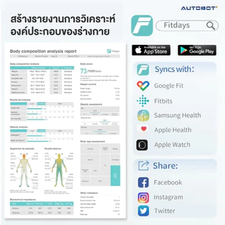 𝗔𝗨𝗧𝗢𝗕𝗢𝗧 Smart scale P3 เครื่องชั่งน้ำหนักอัจฉริยะ Lescale เซนเซอร์ 8 อิเล็กโทรด ตรวจ 20 พารามิเตอร์