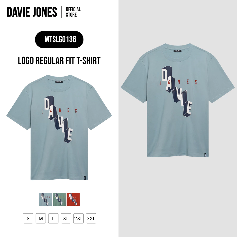DAVIE JONES [BE FEARLESS] เสื้อยืดผู้ชาย Logo Regular Fit T-Shirt สีฟ้า เขียวอ่อน ส้ม LG0136