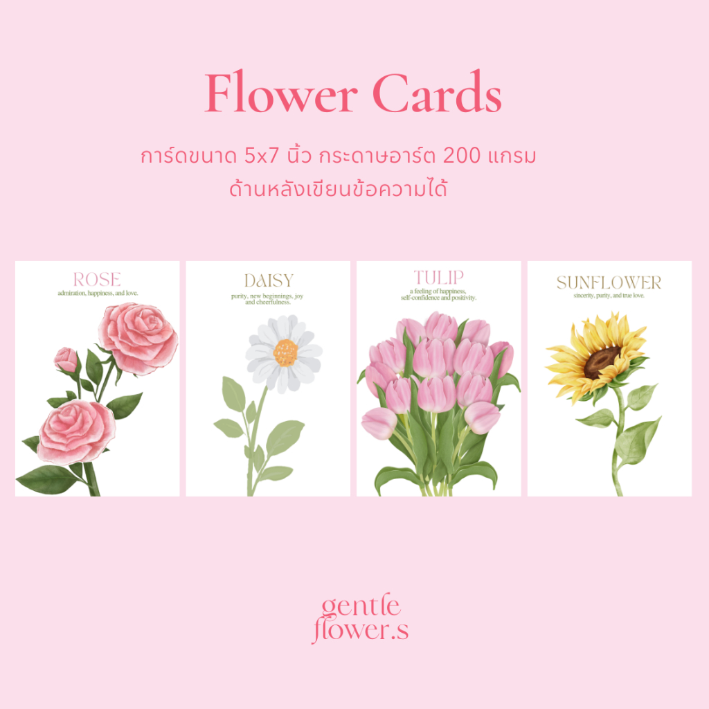 Flower Cards : การ์ดดอกไม้ การ์ดทานตะวัน กุหลาบ เดซี่ ทิวลิป