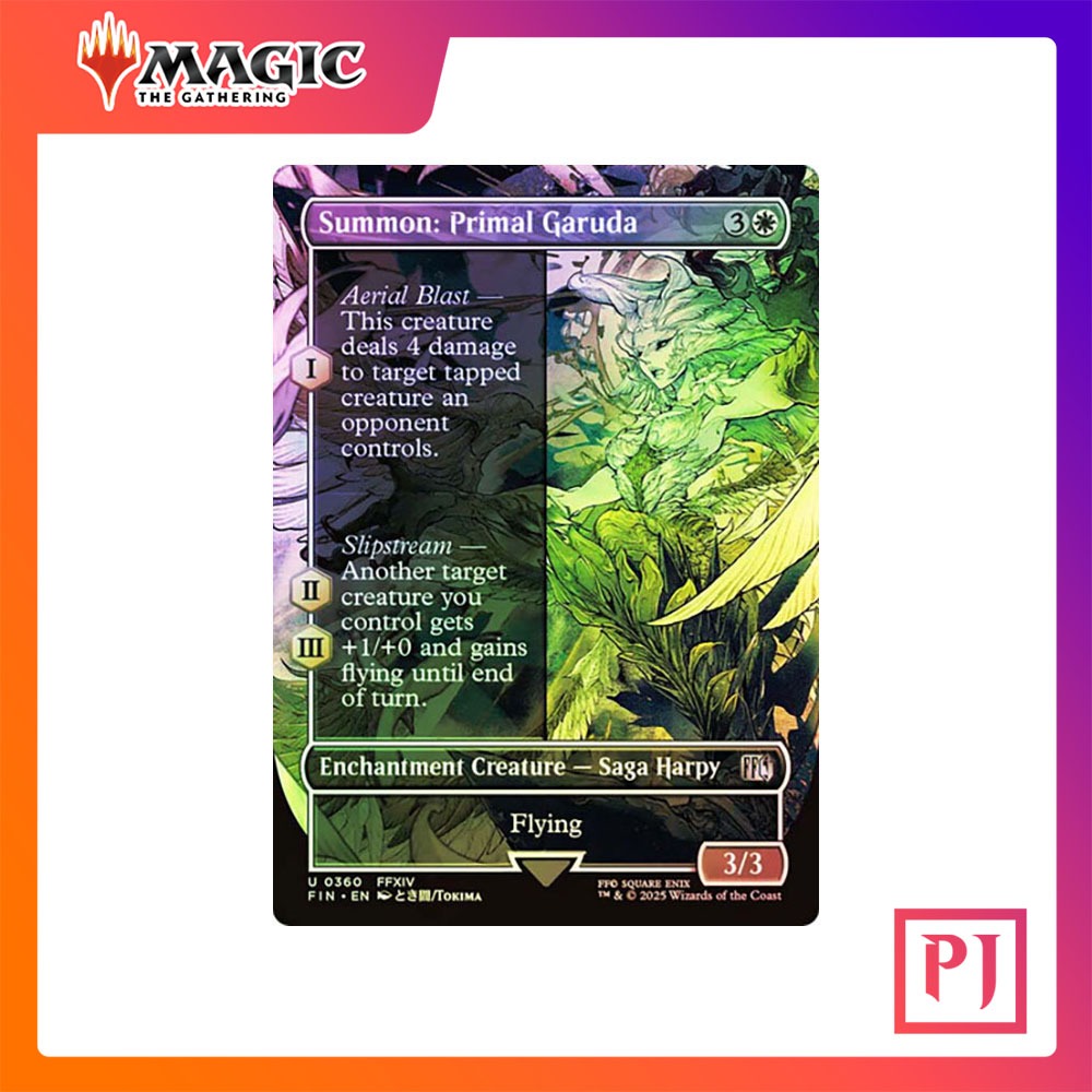 [MTG] Summon: Primal Garuda (Borderless) [FIN] [WHITE] [UNCOM] [FOIL] [ENG] (การ์ดเมจิค / Magic the Gathering)