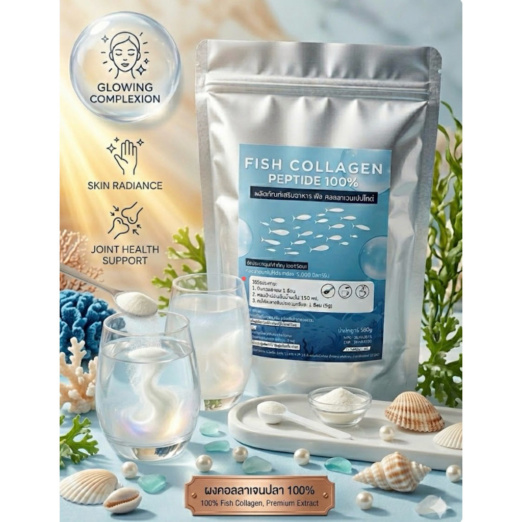 คอลลาเจนเปปไทด์ เพียว Collagen peptide ญี่ปุ่น 100% 1kg