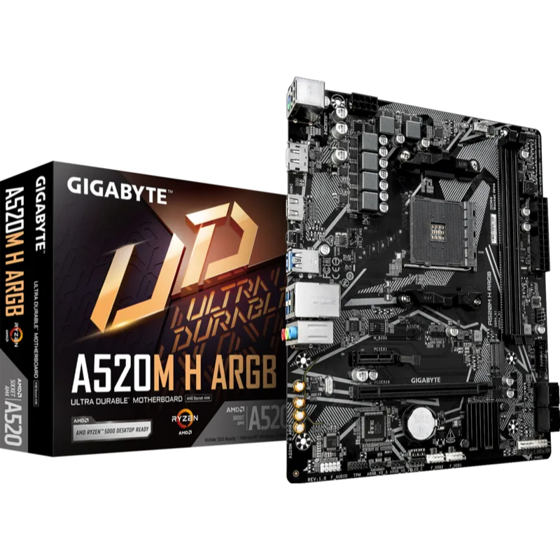 MAINBOARD (เมนบอร์ด) Gigabyte A520M H ARGB AM4 DDR4 Micro ATX