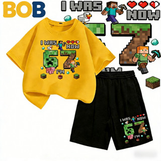 BOB [พร้อมส่ง] ชุดเด็กชาย kidsเสื้อยืดเด็ก67ลวดลายพิมพ์ เสื้…