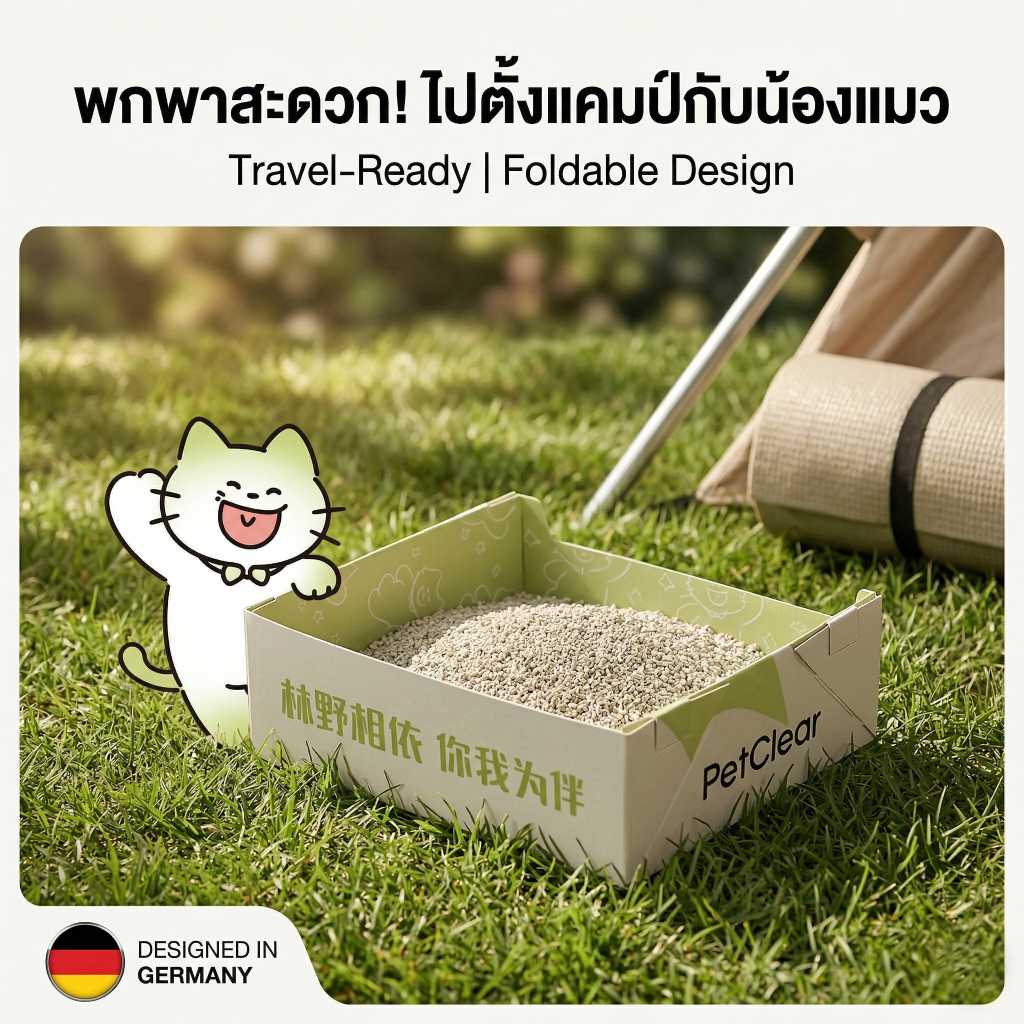 [ซื้อ 4 แถม 1] PetClear กระบะทรายแมวพกพา สำหรับเดินทาง แคมป์ปิ้ง ใช้แล้วทิ้งได้เลย