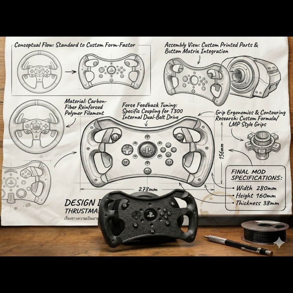 Thrustmaster T300 GT Mod พวงมาลัยGT เสริมสำหรับThrusmaster T300