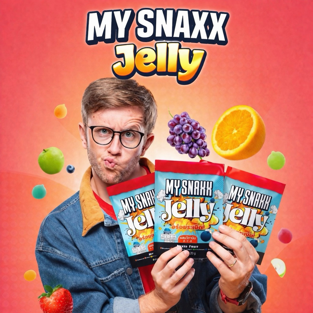 my snaxx มายสแน็คซ์ มันฝรั่งแผ่นหยักทอดกรอบ my jelly มายเยลลี่ เยลลี่วิตามิน