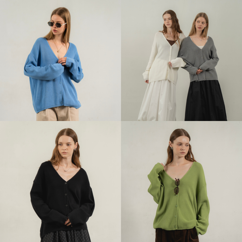EVERYDAY - V-Neck Cardigan เสื้อคาร์ดิแกนไหมพรมผ้าทอคอวี