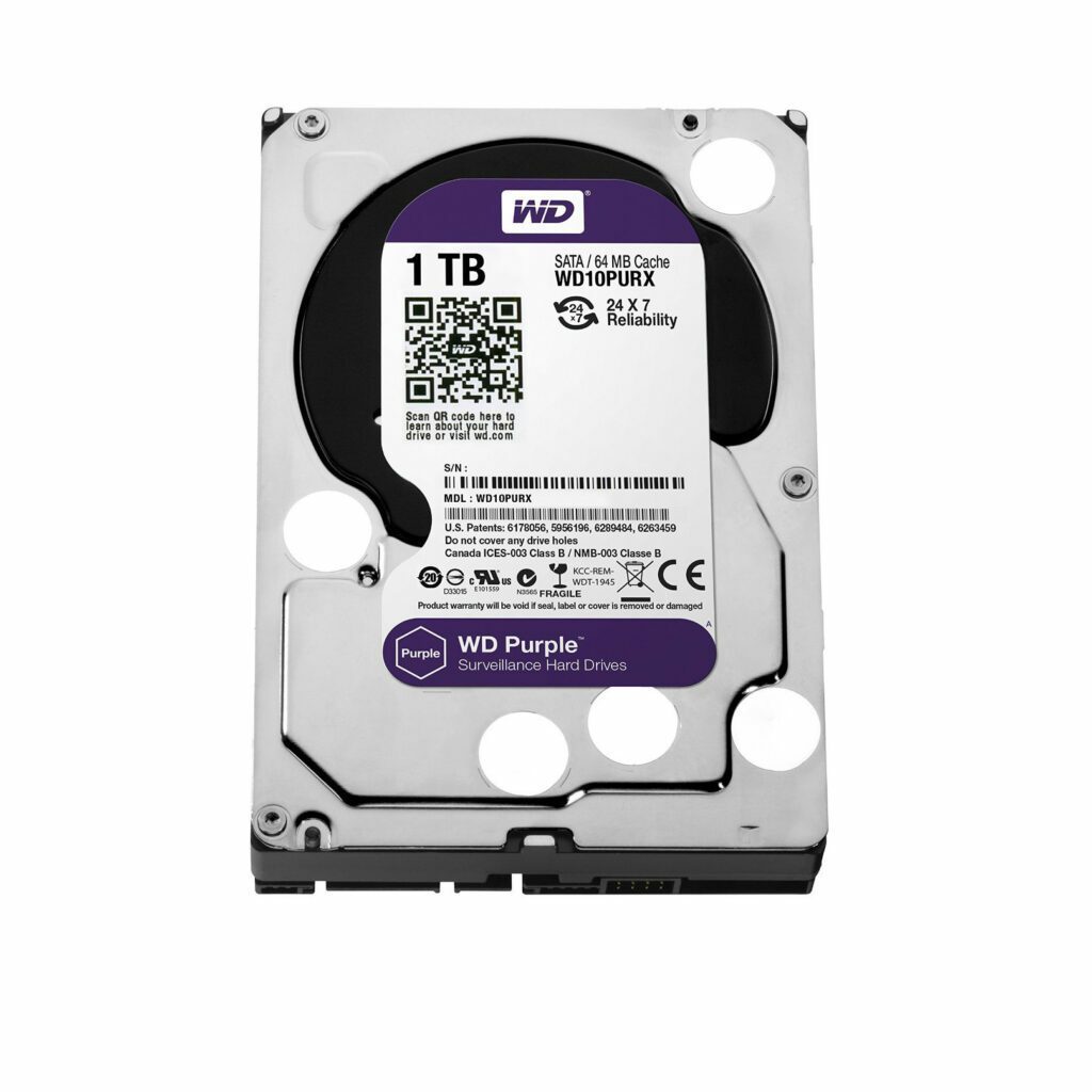 WD 1TB HDD CCTV PURPLE (5400RPM, SATA-3 WD10PURZ)