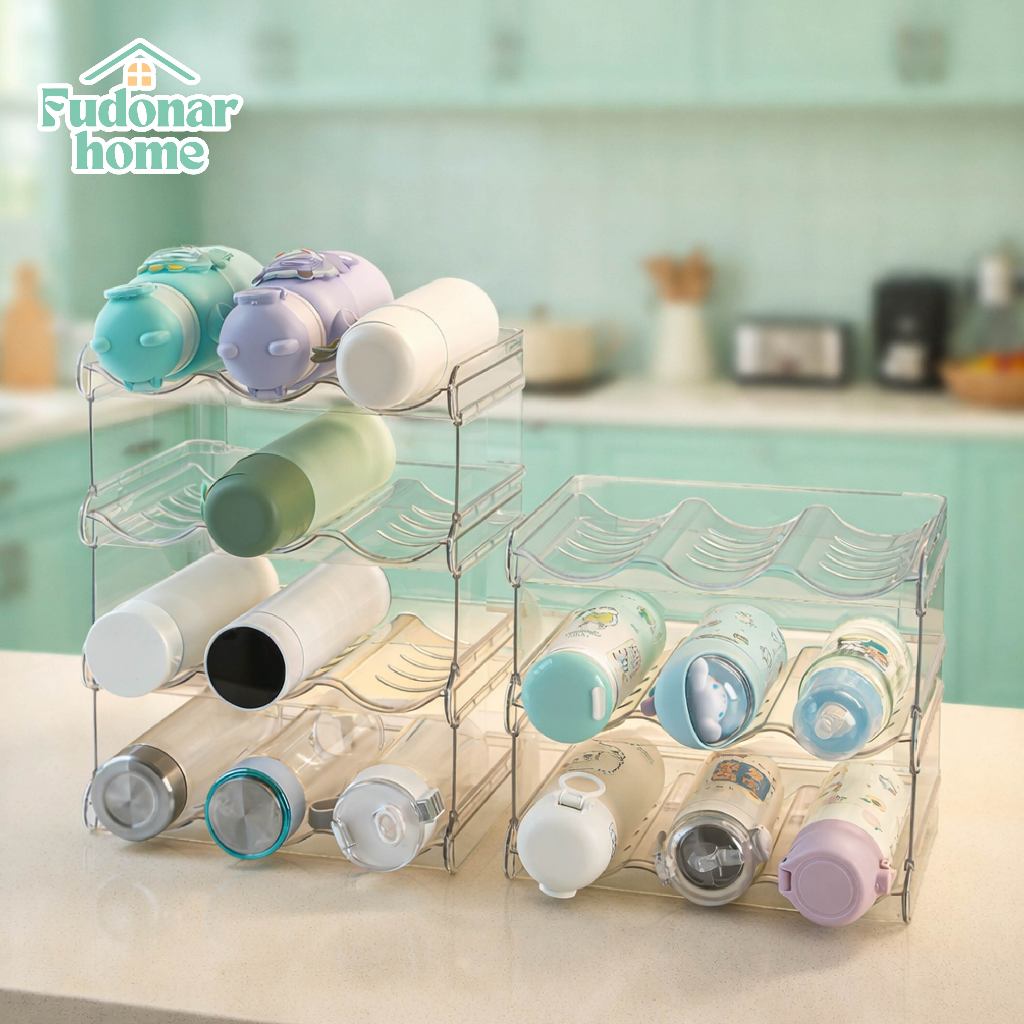 Fudonar ที่ใส่ขวดน้ำ 3ช่อง แบบเซตวางซ้อนกันได้ ที่เก็บขวดน้ำ ใส่กระบอกน้ำหรือแก้วเยติ สินค้าพร้อมส่ง รูปที่ 2