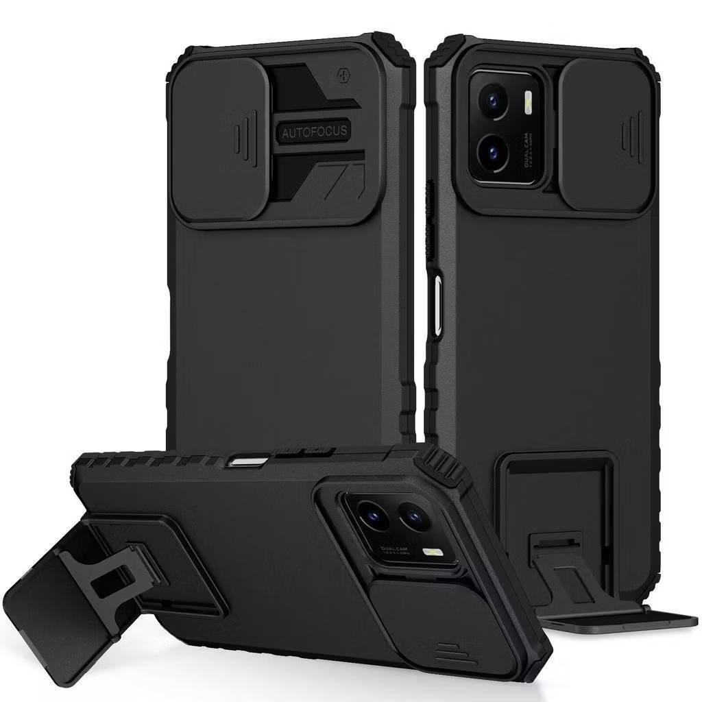 เคสขาตั้ง สไลค์กล้อง สำหรับ VIVO Y15S Y01 Y01A V23 V23E Y30 Y50 Y76 Y17S เคสกันกระแทก กันกล้อง ป้องกันได้ดี C01