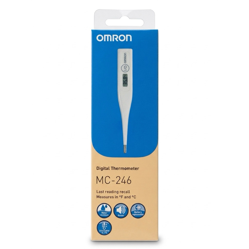 Omron Thermometer MC 246 ออมรอน เครื่องวัดอุณหภูมิ ปรอทวัดไข้ แบบดิจิตอล เปลี่ยนถ่านได้ 1 ชิ้น