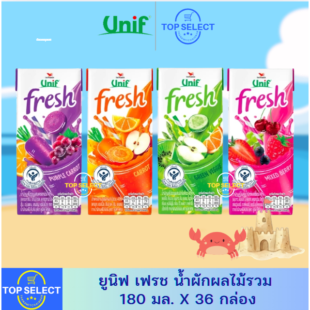 [ยกลัง] Unif Fresh ยูนิฟ เฟรช น้ำผักผลไม้รวม 40% 180 มล. X 36 กล่อง