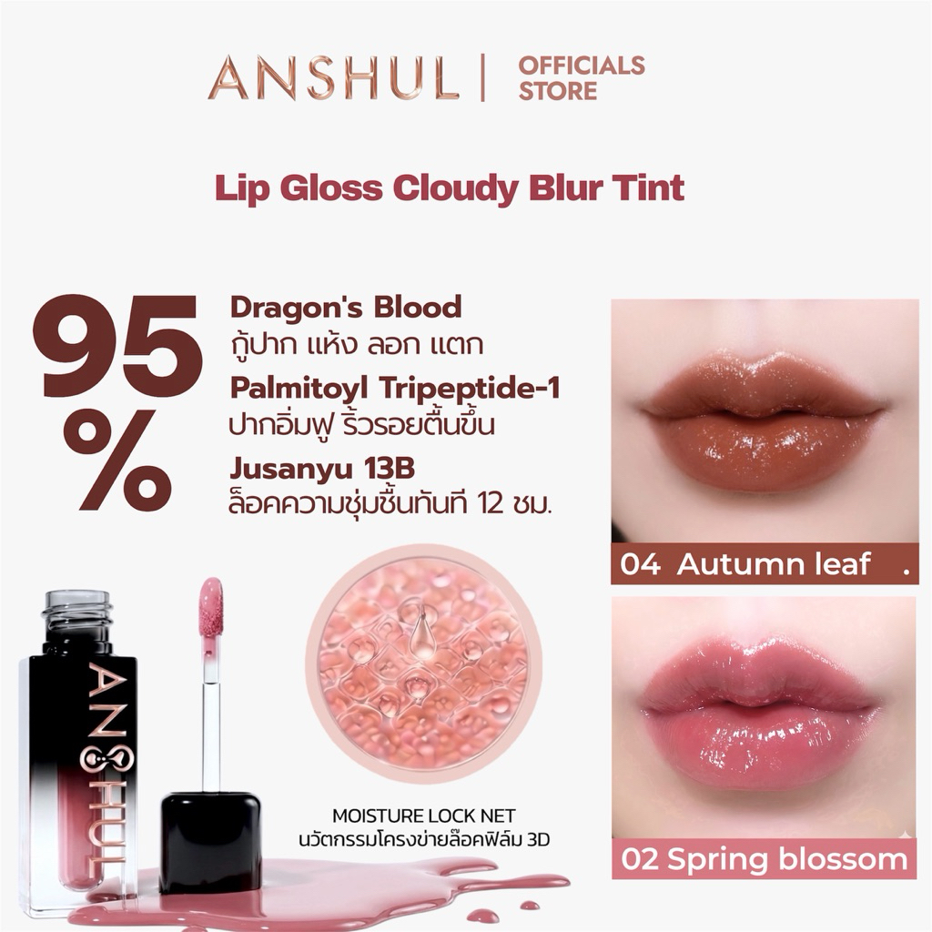 ลิป ANSHUL  Lip Gloss CLOUDY BLUR TINT