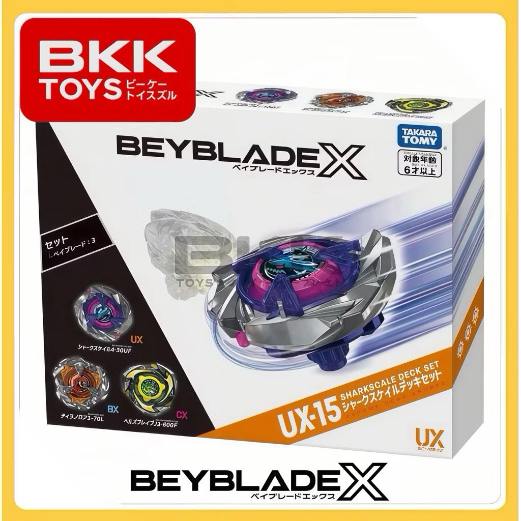 [ ของแท้ พร้อมส่ง ] TAKARA TOMY BEYBLADE X UX-15 SHARK SCALE DECK SET LOT HK