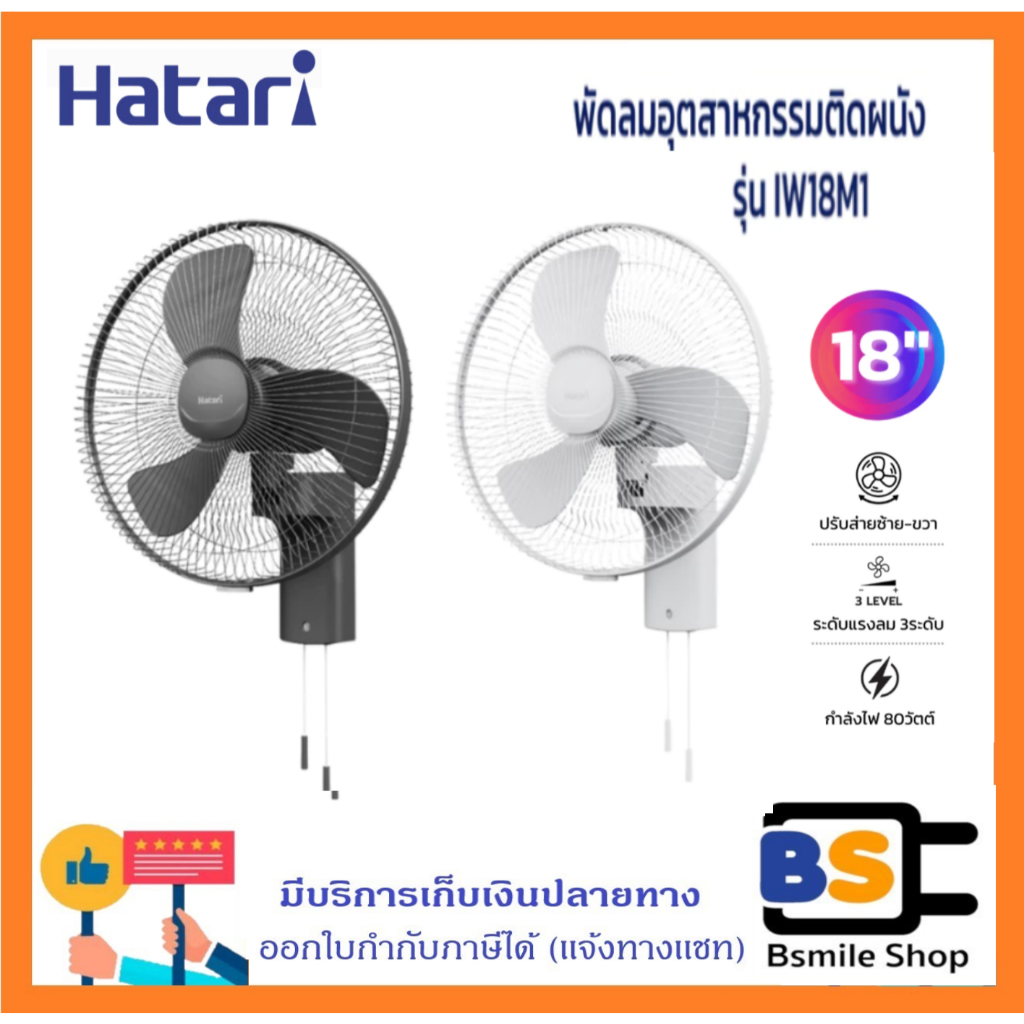 HATARI พัดลมอุตสาหกรรมติดผนัง IW18M1 (ใบพัด 18 นิ้ว)