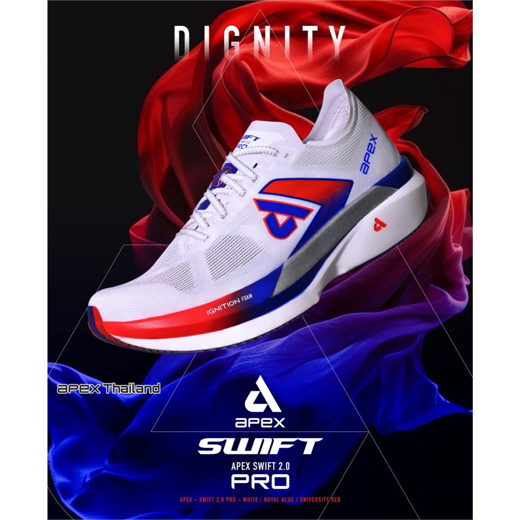 Apex Swift 2.0 Pro รองเท้าวิ่งถนน มีคาร์บอน น้ำหนักเบา สี White/ Red/ Blue