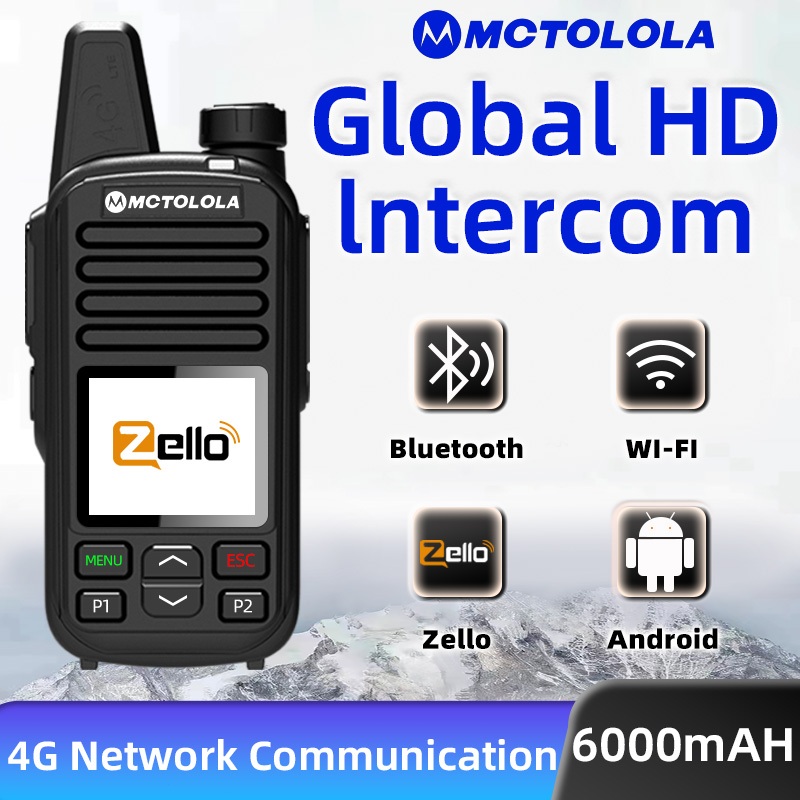 อินเตอร์คอมมือถือทั่วโลก Zello Bluetooth 4G Full Netcom POC อินเตอร์คอมสาธารณะอินเตอร์คอม 6000mAh 50