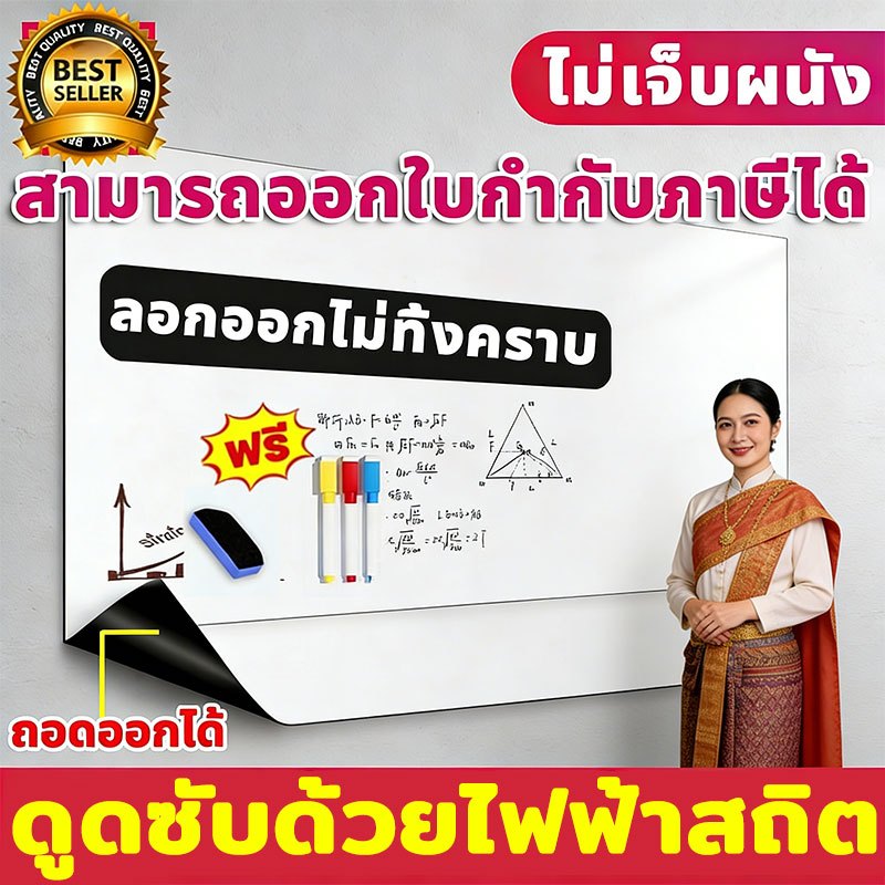 【จัดส่งจากกรุงเทพฯ】 ไวท์บอร์ด แถมปากกาพร้อมแปรงลบ แผ่นไวท์บอร์ดแม่เหล็กติดตู้เย็น ไวท์บอร์ดแม่เหล็ก กระดานไวท์บอร์ด