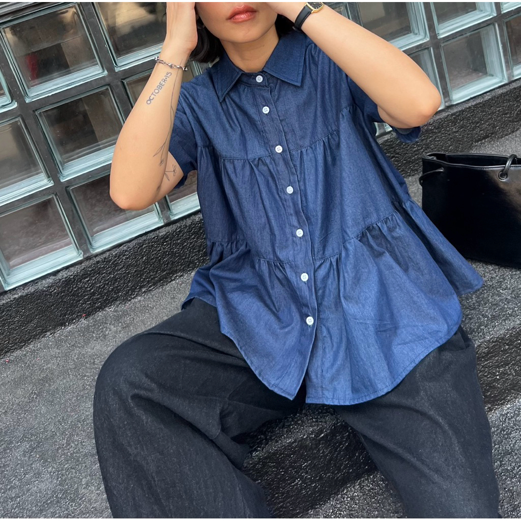 เสื้อเชิ้ต Denim Fluffy shirt