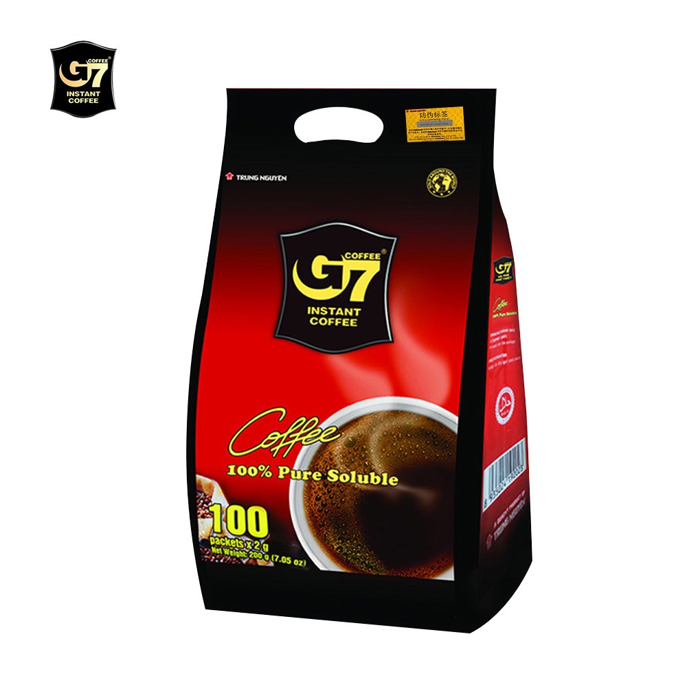 (ซองเล็ก 200 กรัม จำนวน 100 ซอง) กาแฟดำ G7 เวียดนามดั้งเดิม เข้ม หอม