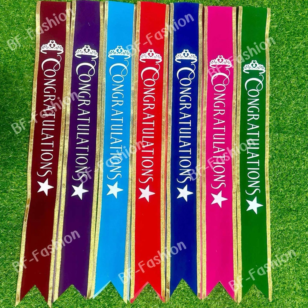 สายสะพายผ้ากำมะหยี่ congratulations สำหรับงานปัจฉิม รับปริญญา ขนาด 165*9.5cm