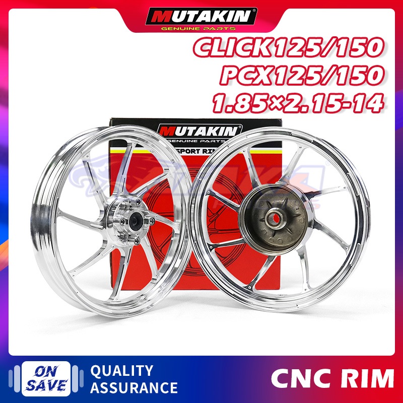 MUTAKIN ล้อแม็ก 801 ล้อแม็กคลิก For HONDA CLICK125(i) / CLICK150(i) / PCX150 / PCX125 BLACK/RED/BLUE -24T-1.8*2.15-14