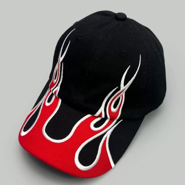 [HERMANZ] หมวกแฟชั่นแนวสตรีท หมวกลายไฟ รุ่น Red Fire Cap