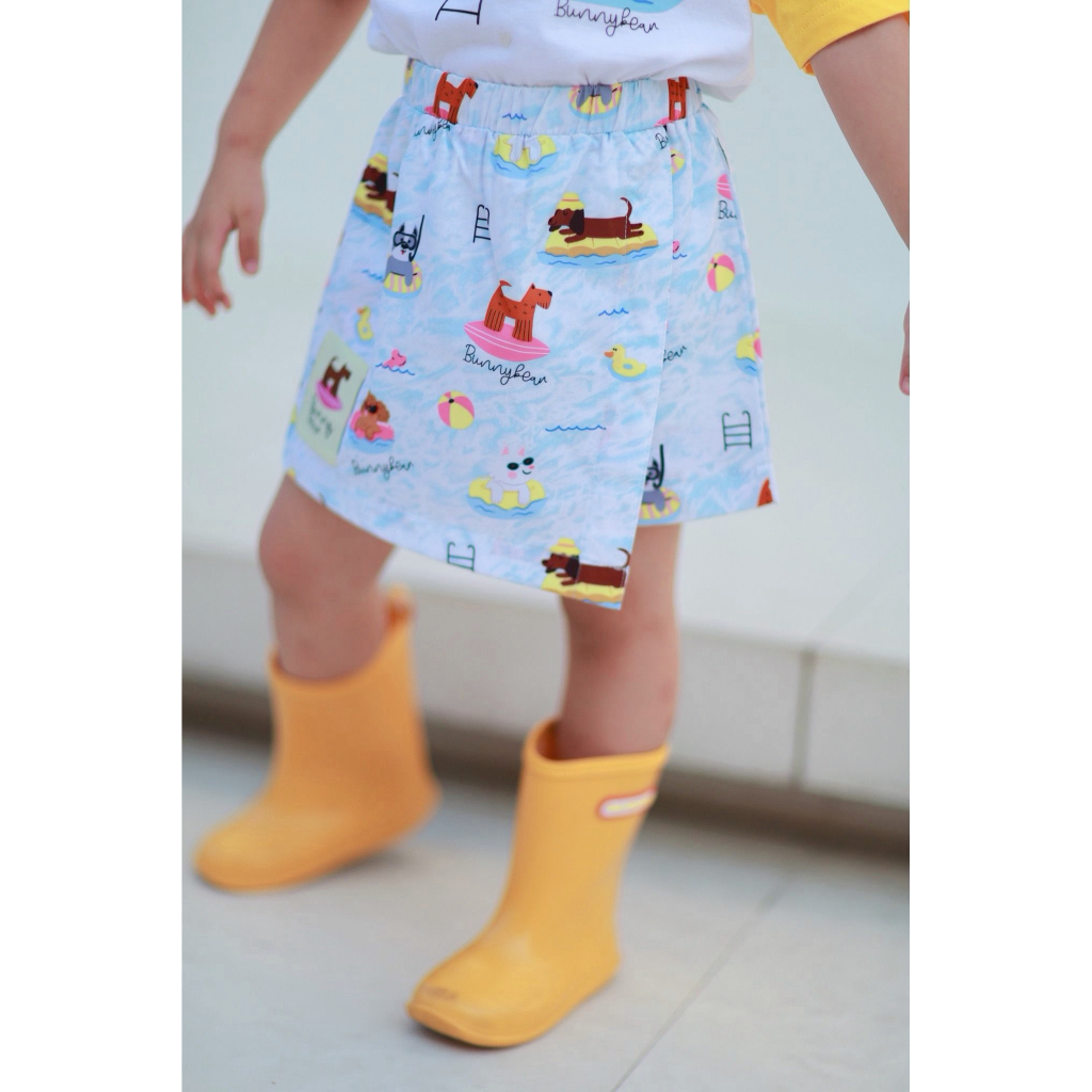 กระโปรงกางเกง ชุดครอบครัว Puppy Surf ลายทะเล Matching แม่ลูก