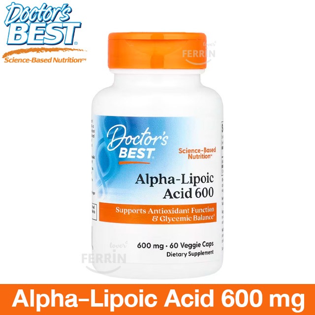 Doctor's Best Alpha-Lipoic Acid 600 mg 60 Veggie Caps อัลฟาไลโปอิกแอซิด ต้านอนุมูลอิสระ สนุนการเผาผลาญกลูโคส