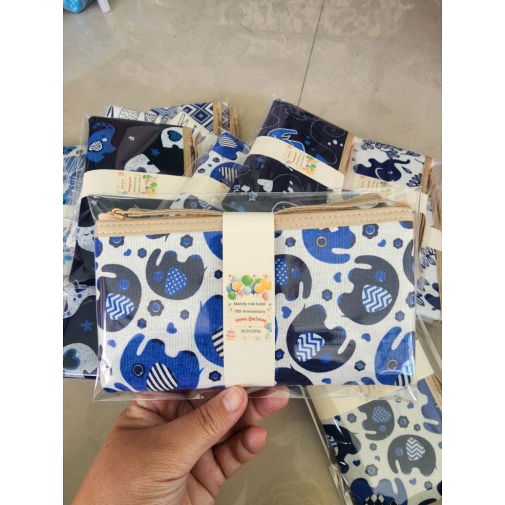 กระเป๋า​ปากตรงลายผ้าฝ้ายพิมพ์คราม