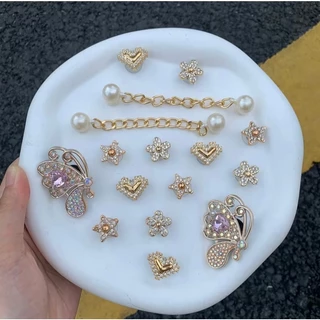 ชุดเซท จิบิติดรองเท้า ตัวติดรองเท้า แต่งเพชร แต่งโซ่ DIY รองเท้า 1เซท