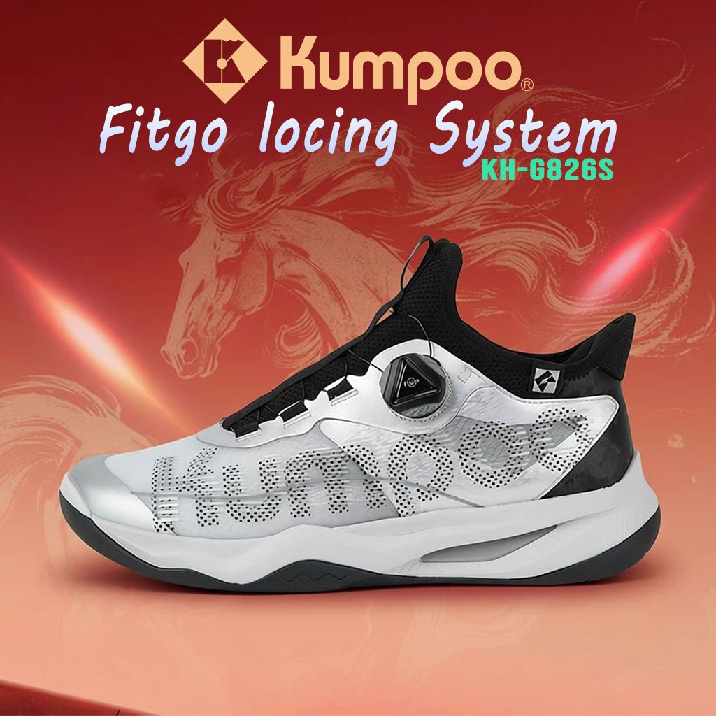 ส่งจากไทย🇹🇭 ของแท้ 💯% Kumpoo รองเท้าแบดมินตัน KH-G826S Silver New 2026 (ระบบแบบหมุ่น)