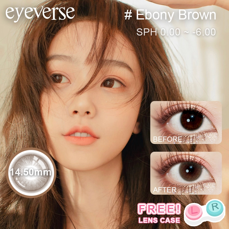 [0.00-6.00] Eyeverse Ebony Brown 14mm รายเดือน COD ตาโตญี่ปุ่น นุ่มสุดๆ ใส่สบาย ไม่ระคายเคือง